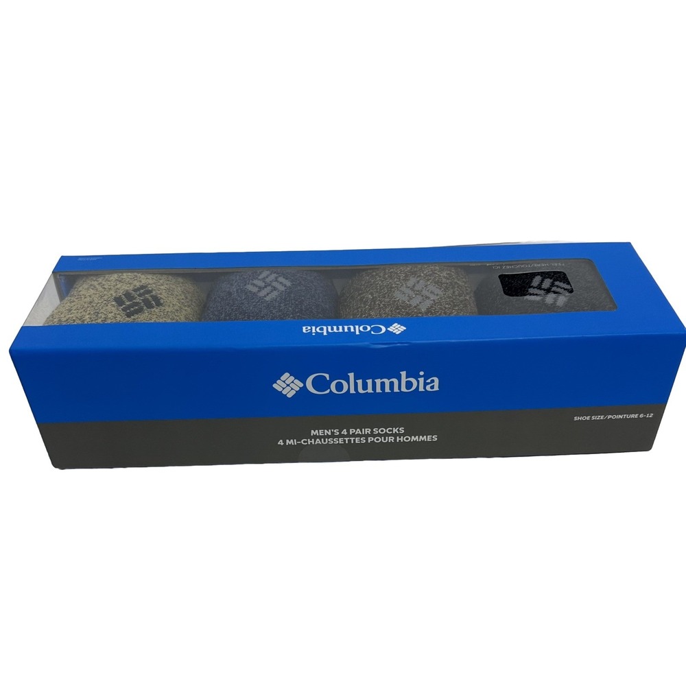 Columbia Men's 4-Pairs mi-chaussettes Crew Socks RCS422MAS1 Gift Box Size 6-12